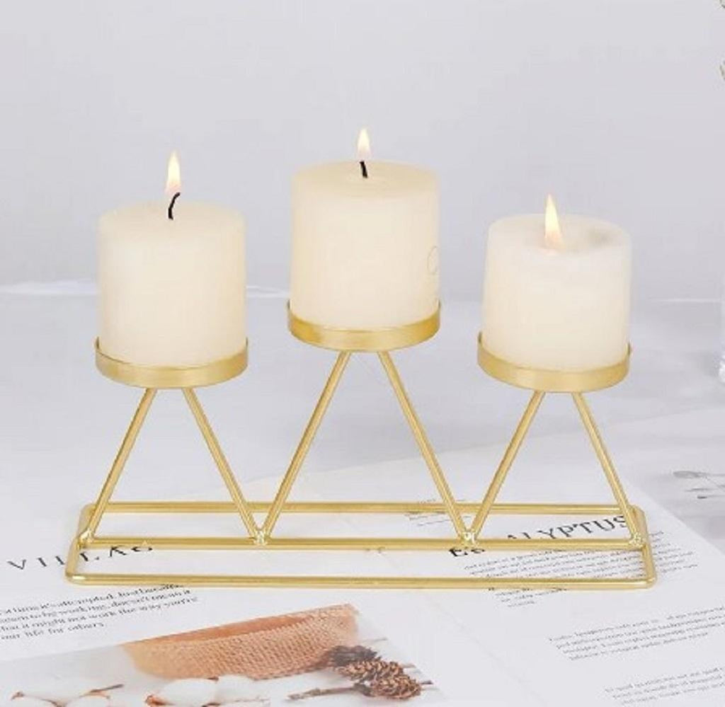 Golden Geometric Candle Stand for Home Decor