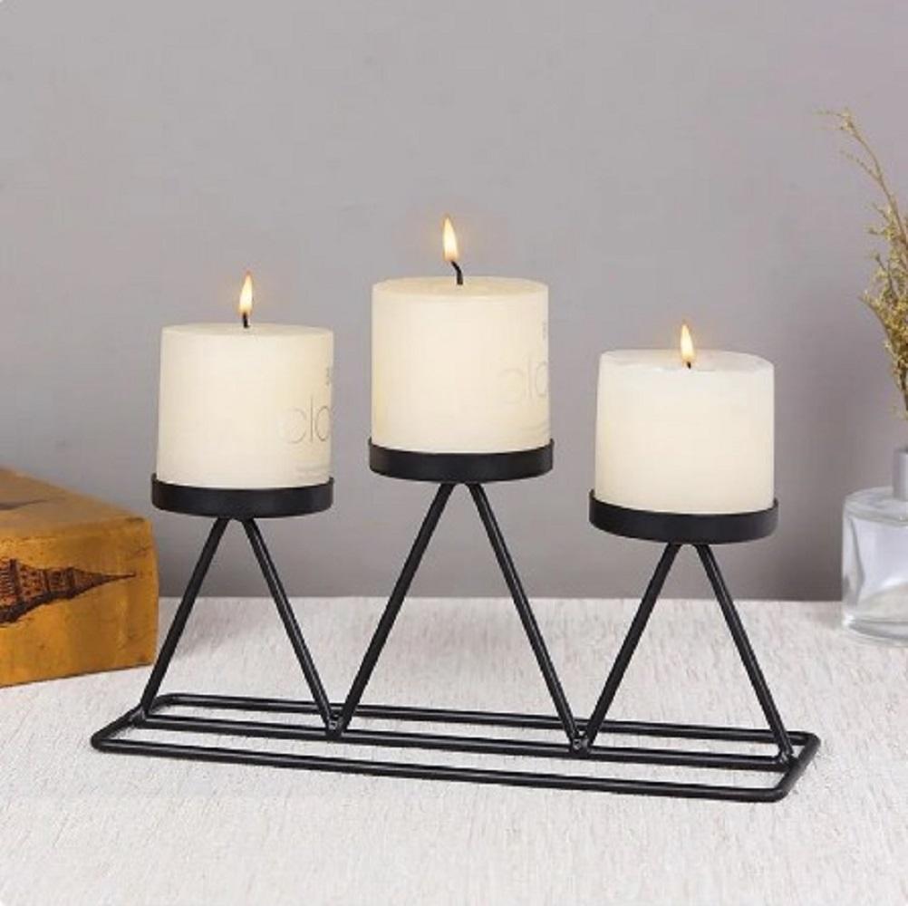 Golden Geometric Candle Stand for Home Decor