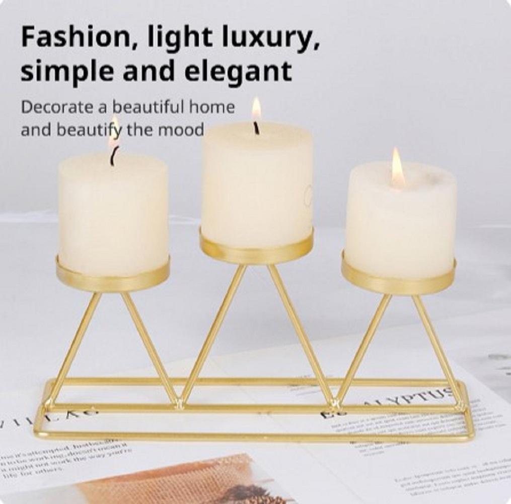 Golden Geometric Candle Stand for Home Decor