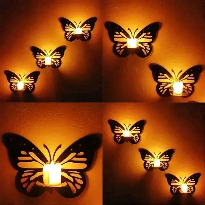 Butterfly Wall Shelves Black 3Pcs MDF Decor
