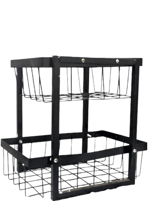 Black Iron 2-Tier Fruit Basket for Kitchen Storage