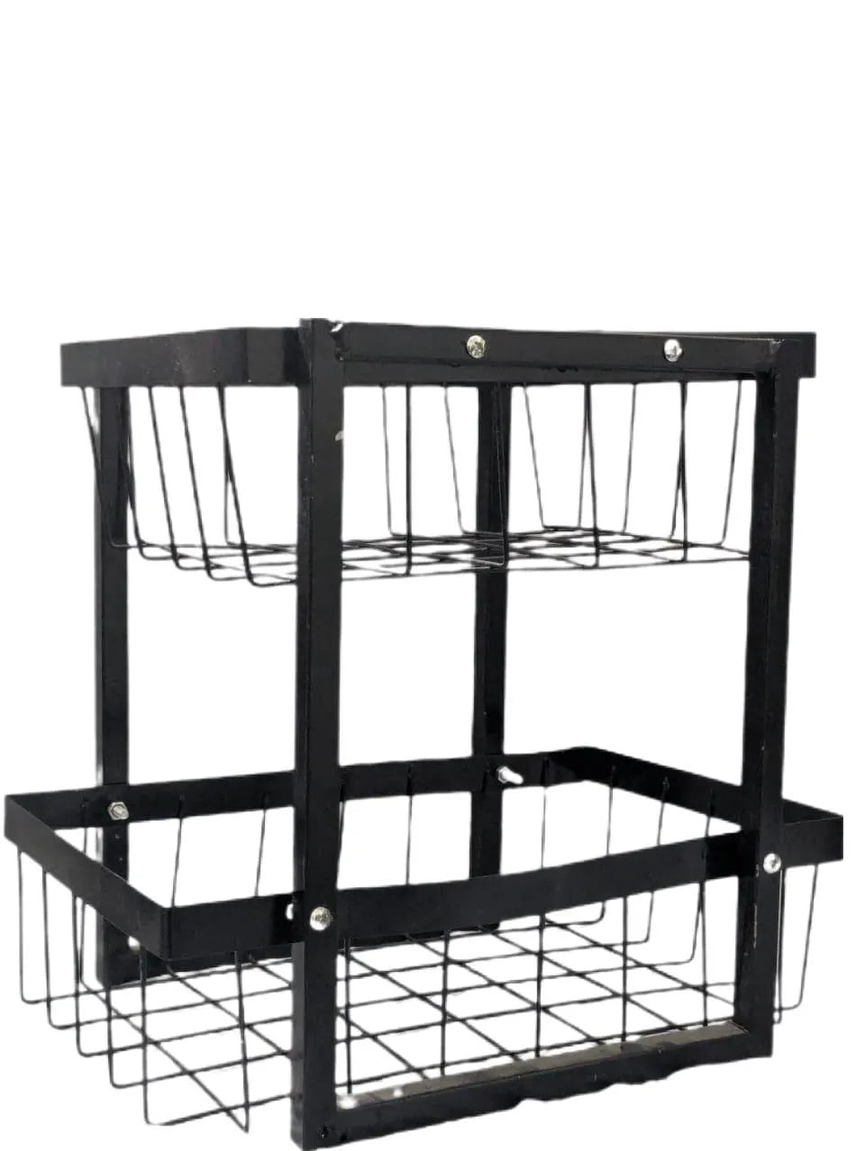 Black Iron 2-Tier Fruit Basket for Kitchen Storage
