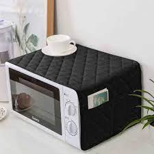 Quilted Microwave Cover Black Waterproof Dust Proof