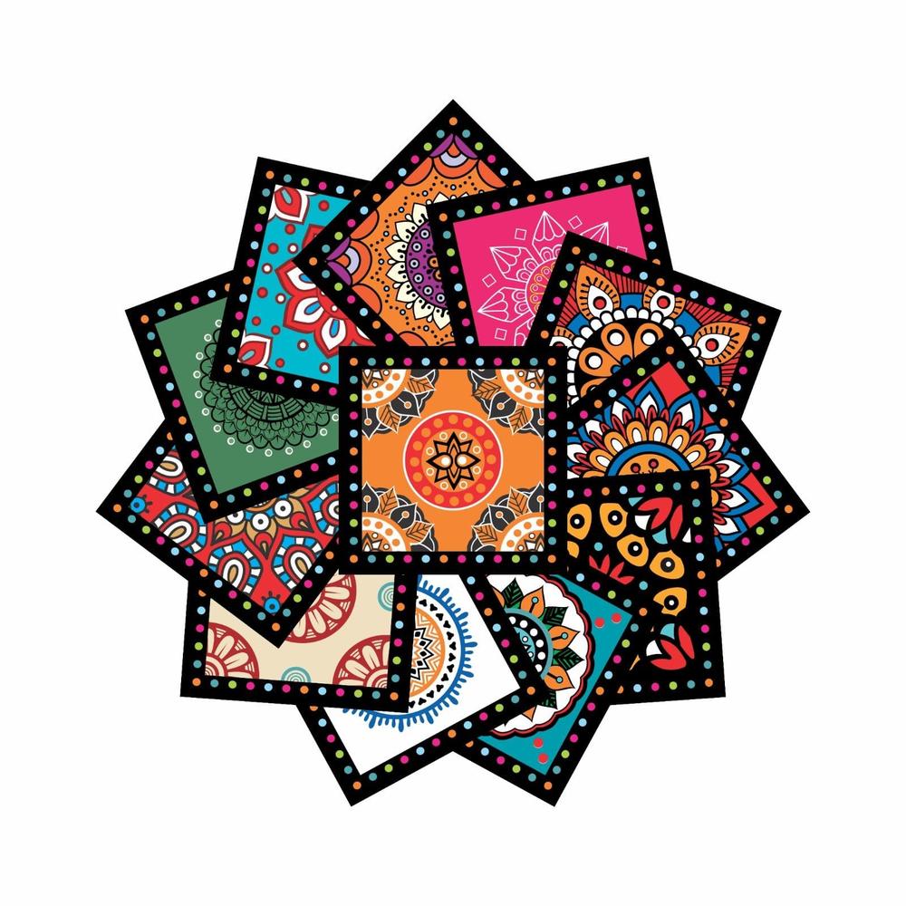 24 Pcs Vibrant Mandala Wall Stickers for Home Decor